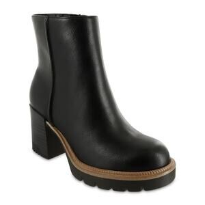 MIA NATHAN‎ VEGAN LEATHER HEELED ANKLE BOOT IN BLACK NWOB WOMEN'S SIZE 6.5M
